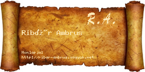 Ribár Ambrus névjegykártya